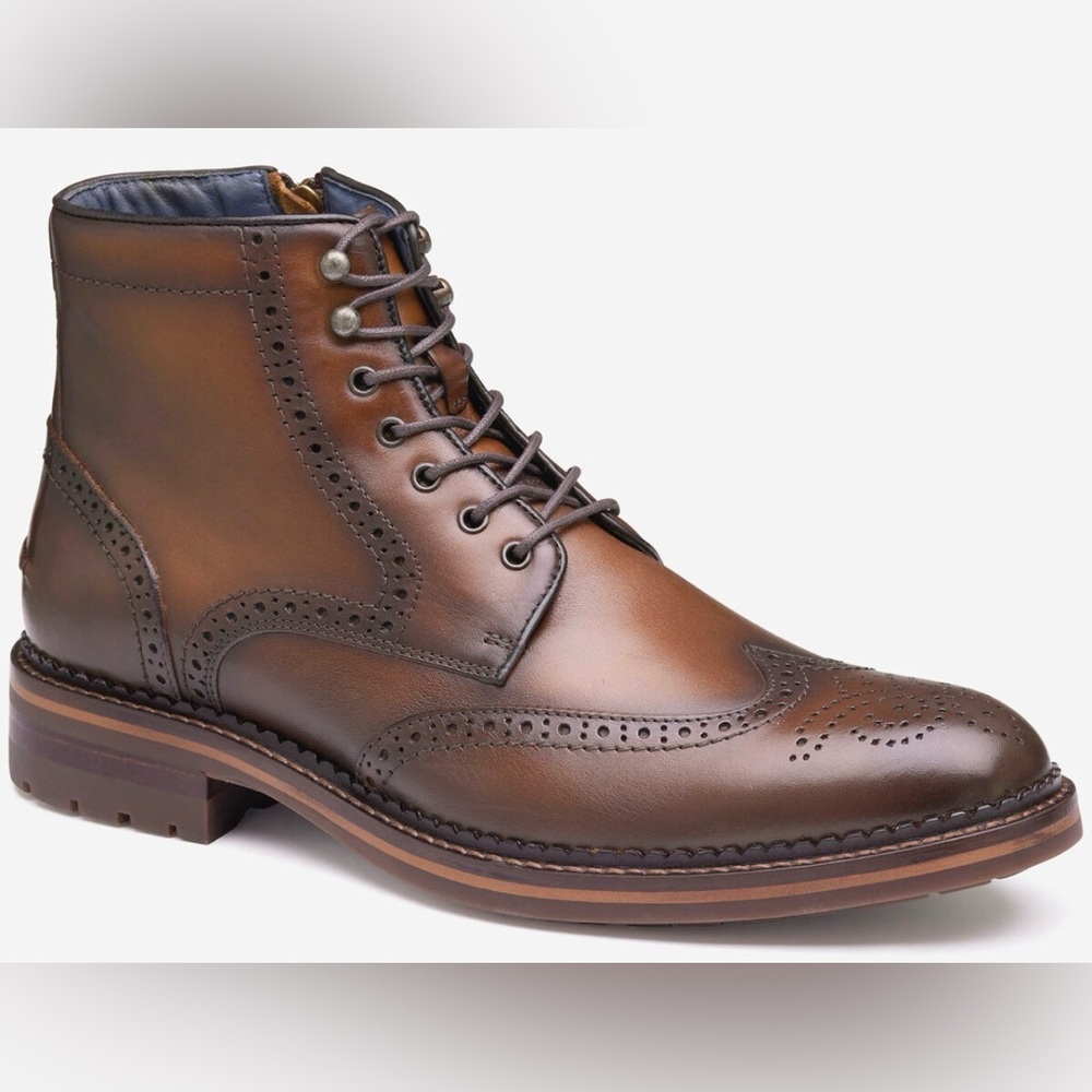 Johnston & Murphy Dark Brown Leather Wingtip Boots